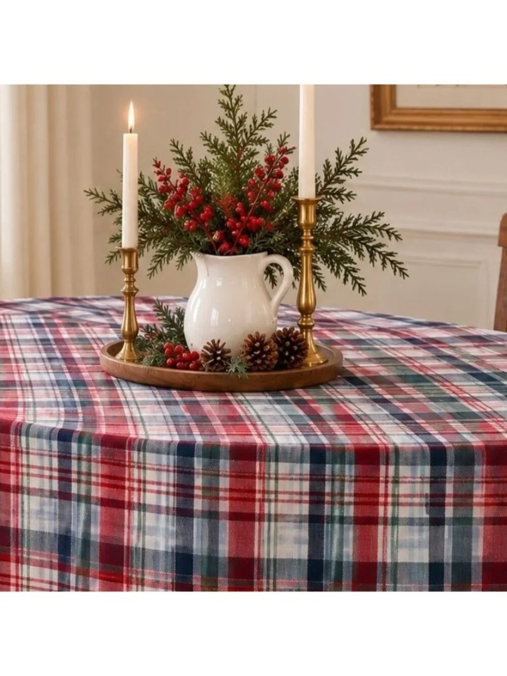 Bardwil Oval Tablecloth Plaid 60